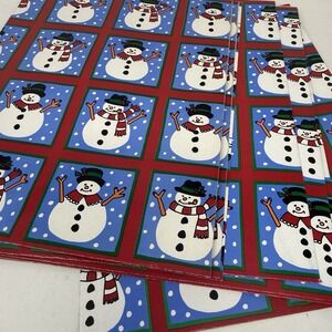 Vintage Christmas Wrapping Paper‎ Gift Wrap 7 Sheets 22" x 35" Snowman Blue Red